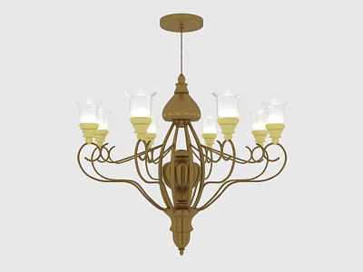 Classic Ornate Brass Chandelier With Multi Arm Design And White Glass Shades 3d model