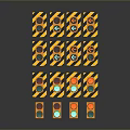 Yellow And Black Striped Traffic Lights Arranged In Rows With Individual Bottom Units