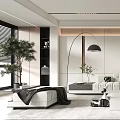 Modern Living Room Interior Design With White Sofa Coffee Table And Floor Lamp 3d model