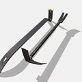 Durable Hardware Tools Sickle and Fork with Sharp Blades Long Handles and Golden Tips 3d model