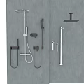 Modern Black And Chrome Shower System With Rain Shower Head Handheld Sprayer And Controls 3d model