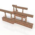 Classical Stone Architectural Structure With Brick Columns And Railing