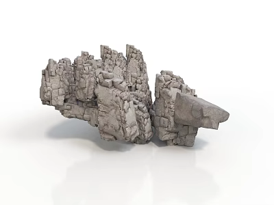 Modern Decorative Stone Sculpture With Irregular Shape Rough Surface And White Background 3d model