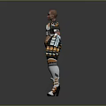 Futuristic Female Warrior Character In Detailed Orange And White Mechanical Armor Costume