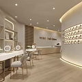 Modern Nail Salon Interior Design With Product Display Wall And Elegant Lighting 3d model