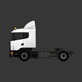 White Commercial Utility Tractor Unit with Yellow Top Warning Lights and Black Wheels