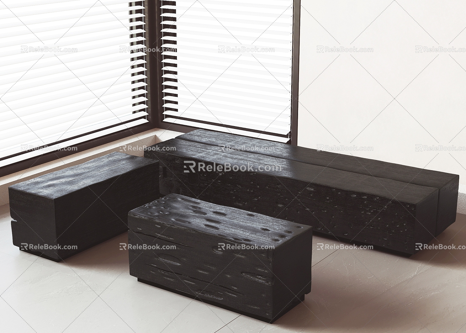 modern wooden pier wooden pile timber 3d model