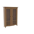 Elegant Wooden Massage Bed With Carved Patterns And Glass Door Design