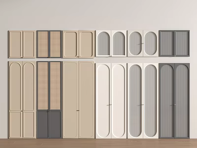 Various Modern Door Designs In Beige Gray And White With Grid And Arched Patterns 3d model