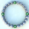 Elegant Textured Silver Beaded Bracelet With Green Transparent Beads For Jewelry Accessory
