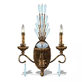 Vintage Gold Wall Sconce With Candle Style Arms And Crystal Decorations