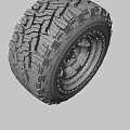Durable Off Road Car Tire With Deep Tread Pattern And Black Wheel Rim 3d model