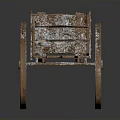 Vintage Wooden Cart With Weathered Texture Large Wooden Wheels And Long Shafts