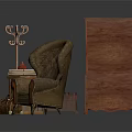 Vintage Room Interior With Wooden Furniture Armchair Coat Rack And Luggage