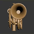 Golden Brass Trumpet with Shiny Finish and Valves on Reflective Surface for Daily Use