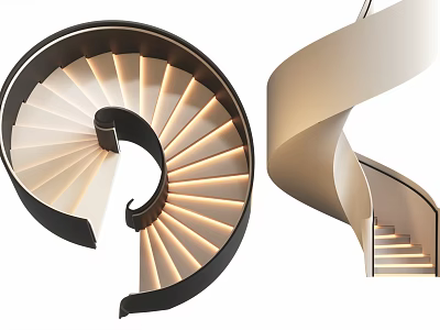 Stylish Spiral Staircase Design For Modern Homes With Lighted Steps And Curved Structure 3d model