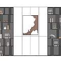 Modern Bookcase Decorative Cabinet Three-dimensional Hanging Painting Ornaments Combination 3d model