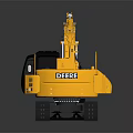 DEVEL Yellow Excavator Construction Vehicle with Tracked Undercarriage and Front Bucket