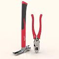 High Quality Hardware Tools With Red Black Handle Hammer And Silver Pliers 3d model