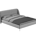 Modern Double Bed With Curved Headboard Light Gray Frame And Black Slim Legs 3d model