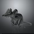 3D Cartoon Mouse Character With Collar And Cane In Gray Rendered Design