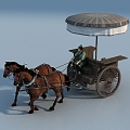 Chinese carriage ancient carriage 3d model