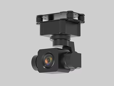 Professional Black Camera Gimbal with Mounting Bracket and Lens 3d model