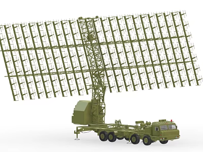 Green Industrial Radar Equipment Featuring Large Antenna Array On Vehicle Mounted Support Structure 3d model