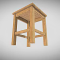 Simple Solid Wood Square Stool Furniture With Natural Finish And Stable Legs