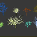 Colorful Arbor Trees Featuring Pink Purple and Green Foliage in Different Sizes