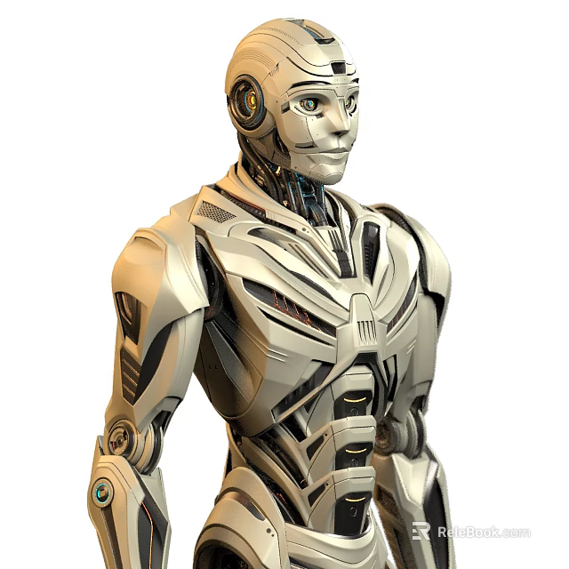 Futuristic Robot Character From Game And Movie With Metallic Body Intricate Mechanical Details 3d model 