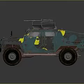 Military Tank With Camouflage Paint Top Machine Gun And Large Off Road Tires
