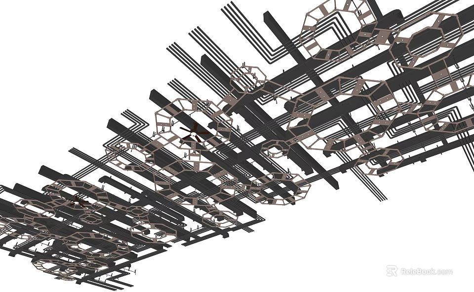 Modern Ceiling Design With Intersecting Lines And Geometric Layered Patterns 3d model 