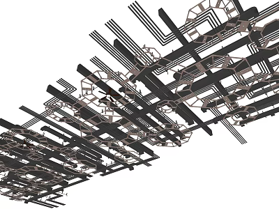 Modern Ceiling Design With Intersecting Lines And Geometric Layered Patterns 3d model