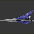Futuristic Sci Fi Aircraft Model With Purple Silver Wings And Streamlined Design