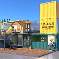 Modern Colorful Multi Container Commercial Building With Outdoor Platform And Open Space