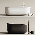 Modern Stylish White And Black Bathtub With Gold Silver Faucet And Decorative Balls