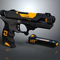 CAL.45 Tactical Pistol With Black And Yellow Finish And Detachable Magazine