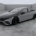 Mercedes Benz Electric Sedan With Sleek Gray Black Design And Large Wheels In Studio