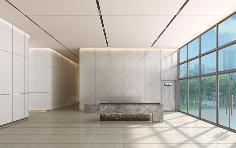 Modern Hall Office Building Lobby 3d model