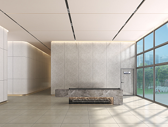 Modern Hall Office Building Lobby 3d model