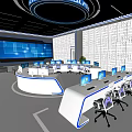 Modern monitoring room Command control room Dispatching command center Monitoring hall Command hall Office desks and chairs 3d model
