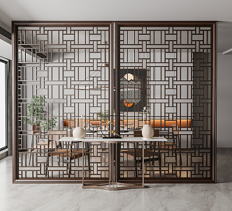 New Chinese-style partition porch partition 3d model