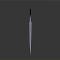 Medieval Decorative Sword With Blue Metal Blade Ornate Guard And Dark Handle