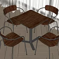 Square Wooden Table with Four Metal Leg Chairs in Modern Dining Interior