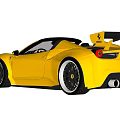 Yellow Sports Car With Rear Wing Convertible Top And Aerodynamic Design