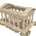 Ancient Stone Architecture With Classical Columns Open Roof And Pediment Design