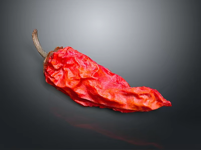 Dried Red Chili Pepper With Vibrant Red Color And Wrinkled Texture On Dark Background 3d model