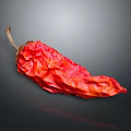 Dried Red Chili Pepper With Vibrant Red Color And Wrinkled Texture On Dark Background