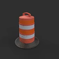 Road Facility Orange And White Striped Traffic Barrel With Stable Base On Urban Roads For Safety